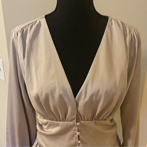 Jason Wu size Medium cream peplum long sleeve V neck blouse NWOT - Picture 5 of 12